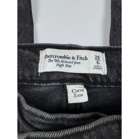 Abercrombie High Rise 90s Relaxed Jeans – Size 28‎ Short, Washed Black, NEW - Picture 6 of 10